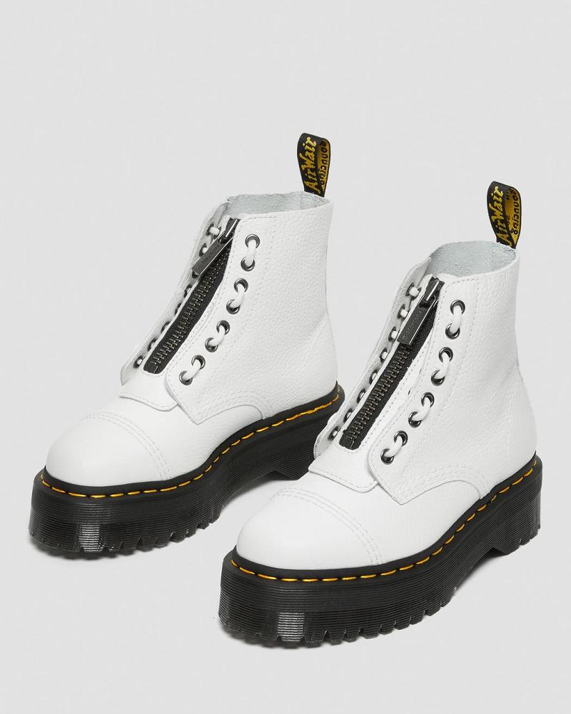 Dr Martens Sinclair Milled Nappa Leren Platform Laarzen Dames Wit | NL 524OKI